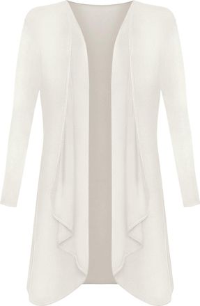 Generic MMK Manchester Womens Waterfall Cardigan - Ladies Plain Casual Summer Long Sleeve Front Open Floaty Duster Blazer Coat Top (Cream, 12-14)