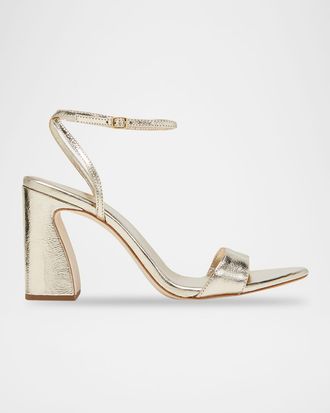 Loeffler Randall Malia Metallic Leather Block-Heel Sandals