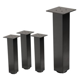 ML Design Set 4x patas de mesa 42 cm regulables de acero 8x8 cm gris oscuro