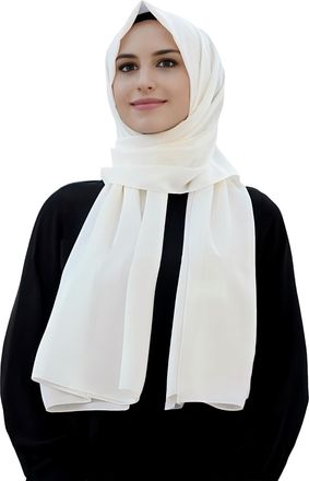 Lina & Lily Opaque Medina Silk Hijab Womens Head Scarf Shawl Wrap (Ivory White)