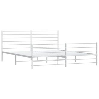 Berkfield Home Metal Bed Frame with Headboard & Footboard White 200x200 cm