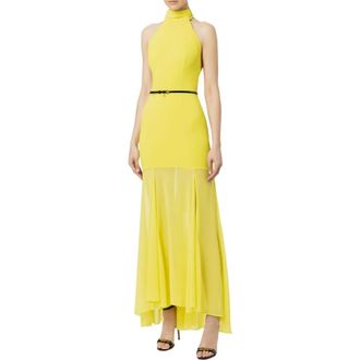 Elisabetta Franchi Maxi Jurk - Dames - Maxi kleedjes - Geel - XL - Polyester - Kleedjes