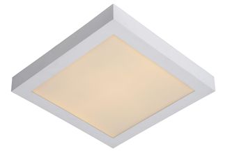 Lucide BRICE Dimmable Stylish Square Bathroom LED Flush Ceiling Light in White