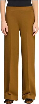 Semicouture Coline Wijde Broek - Dames - Wijde Broeken - Bruin - S - Leer - Broeken