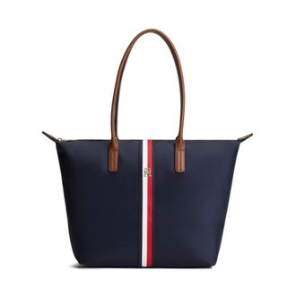Tommy Hilfiger Popette Tote Corp - Dames - Tassen - Blauw - Maat: ONE Size Zijde