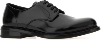 Prada Mens Polished Leather Derby Black