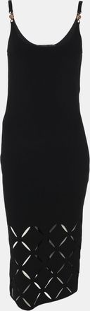 Versace Black Stretch Knit Cutout Detail Sleeveless Dress
