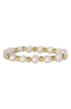 Delmar Cultured Pearl Beaded Stretch Bracelet in Gold at Nordstrom Rack