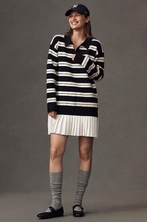 English Factory Long-Sleeve Polo Twofer Mini Dress