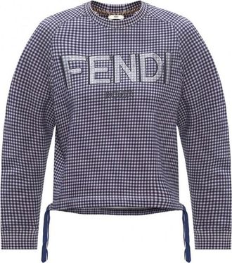 Fendi (WMNS) FENDI Logo Printing hooded Long Sleeves Hoodie Gray FS7102AD96F1BGT