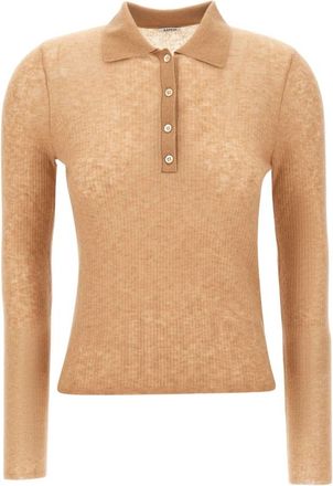 Aspesi Kasjmier en Wol Polo - Dames - Polos - Bruin - XS - Wol - Tops