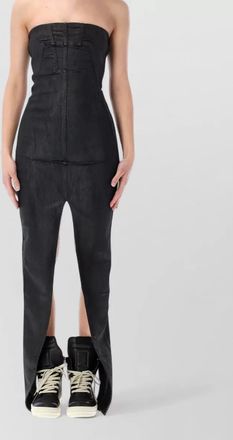 Rick Owens denim strapless bustier maxi dress