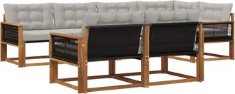 vidaXL Conjunto De Sof&aacute;s De Exterior 7 Uds. Natural Y Gris Claro Vidaxl