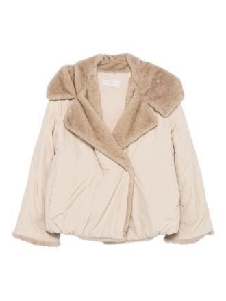 Antonelli faux-fur trimmed coat - women - Polyester - 40 - Neutrals