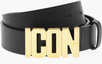 Dsquared2 ICON Leather Belt With Gold Lettering Buckle 35mm size 85