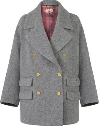 Elisabetta Franchi Jassen, Dames, Grijs, XS, Wol, Peacoat in wollen stof