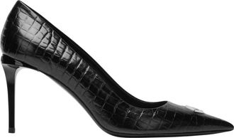 Philipp Plein Cocco Print Decolette Mid Heels Hexagon 9 - Dames - Pumps - Zwart - 40 EU - Leer - Schoenen