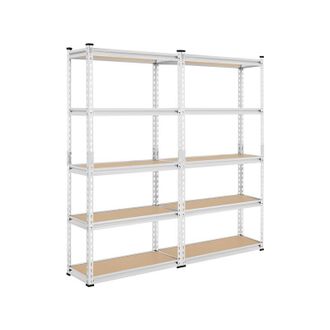 Yaheetech Yaheetech - Set De 2 Estanter&iacute;as Met&aacute;licas 5 Niveles Estante Metal Carga 175kg Por Balda 75 X 30 X 153 Cm Altura Ajustable Estanteria Garaje Almacenaj