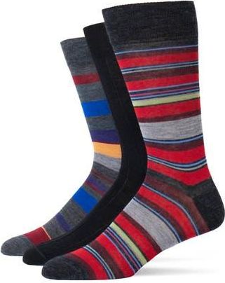 Lorenzo Uomo Assorted 3-Pack Wool Blend Crew Socks in Fire Red at Nordstrom Rack, Size 10-13