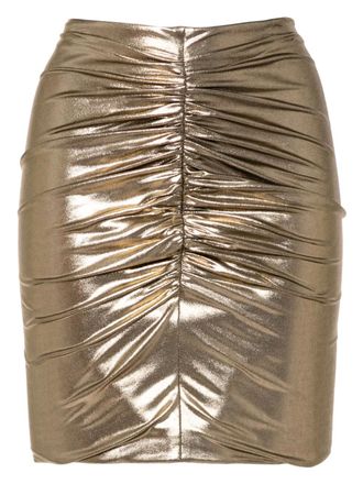 Herve Leroux ruched mini skirt - women - Elastane/Viscose - 38 - Gold