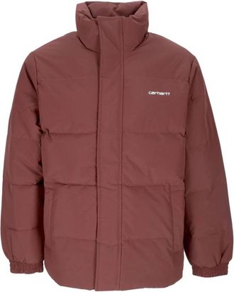 Carhartt Work in Progress Waterafstotende donsjas met hoge kraag - Heren - Gewatteerde jassen - Bruin - L - Polyester - Jassen