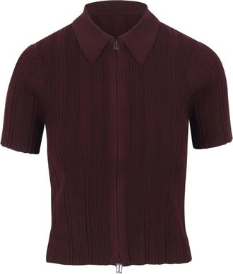 Victoria Beckham Ribbed zip-up polo - Dames - Polos - Paars - M - Tops