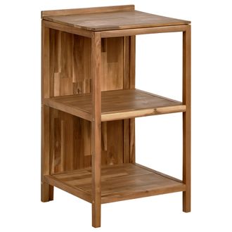 Beliani Isla De Cocina Exterior De Madera De Acacia Con Estantes Y Encimera De Madera Maciza 50 X 50 X 90 Cm Marr&oacute;n Venosa