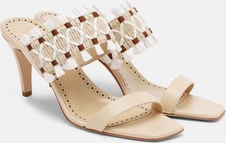 Manolo Blahnik Efeso leather-trimmed woven mules