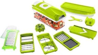 No Brand Juego De 12 Piezas De Accesorios De Cocina Verdes, Mandolina Para Cortar Verduras En Dados, Rebanar, Rallar Y Cortar En Gajos