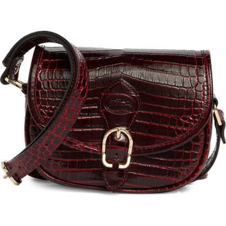 Longchamp Croc Embossed Leather Crossbody Bag in Burgundy at Nordstrom Rack