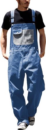 Generic Mens Dungarees Bib And Brace Workwear For Men Fashion Relaxed Denim Overalls Vintage Braces Wide Leg Onesie All in One Dungarees Boiler Cargo Trousers