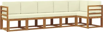 vidaXL Conjunto De Sof&aacute;s De Exterior 6 Uds. Natural Y Crema Vidaxl