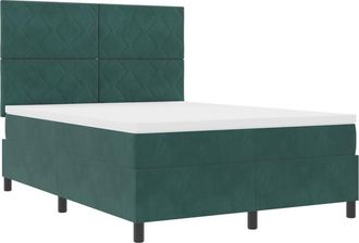 vidaXL Vidaxl - Box Spring Bed with Mattress Dark green 140 x 190 cm Velvet