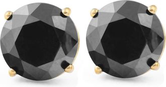 Pompeii3 2 1/4Ct Black Diamond Studs 14k Yellow Gold Earrings