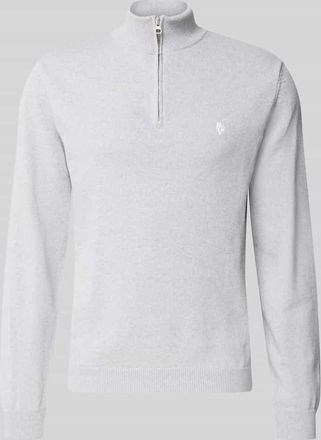 Review Troyer mit Logo-Stitching und kurzem Rei&szlig;verschluss in Hellgrau Melange, Gr&ouml;&szlig;e XXL