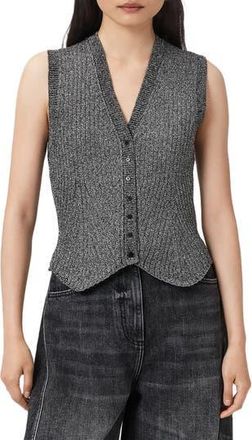 AllSaints Cruz Shine Knit Waistcoast in Metallic Silver at Nordstrom Rack, Size X-Small