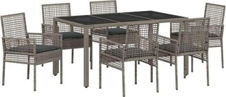 vidaXL Conjunto De Comedor De Jard&iacute;n 7 Pcs Gris Polirat&aacute;n Vidaxl