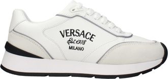 Versace White Leather Athletic Mens Sneakers