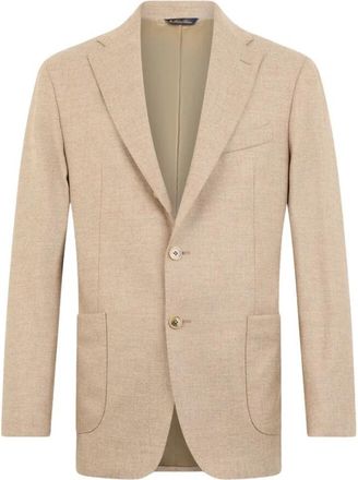 Brooks Brothers Plain Twill Wool-Cashmere Blazer - Heren - Blazers - Beige - L - Wol - Jassen