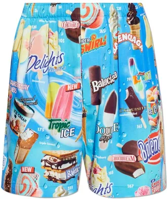 Balenciaga Casual Shorts, male, Blue, Size: M Printed Shorts