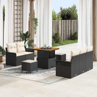 vidaXL Vidaxl - Conjunto De Sof&aacute; De Jard&iacute;n 8 Pcs Negro, Crema 80 X 80 X 71 Cm