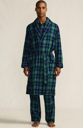 Lands End Flannel 3 Piece Pajama Set in Light Emerald Blackwatch at Nordstrom, Size Medium
