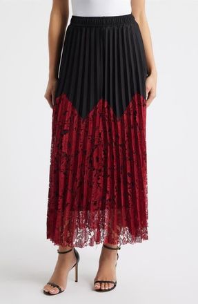 Nikki Lund Renly Pleated Lace Skirt in Burgundy at Nordstrom, Size X-Small