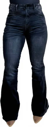 Kancan High Rise Flare Denim Jeans In Blackwell
