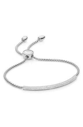Monica Vinader Stellar Pav&eacute; Diamond Mini Bar Bracelet in Silver at Nordstrom