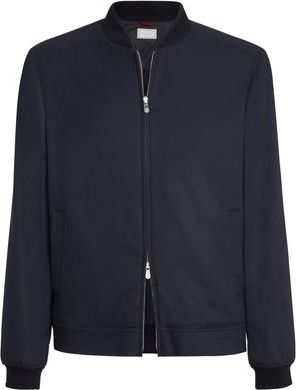 Brunello Cucinelli Lightweight cashmere flannel bomber jacket in Navy Blue at Nordstrom, Size 48 It