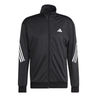 adidas 3-Stripes Knit Tennis Jacket Asia Sizing Black White HT7176