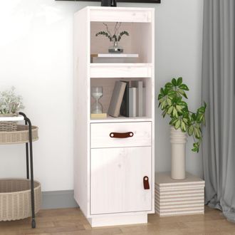 vidaXL Vidaxl - Aparador Alto Madera Maciza De Pino Blanco 34x40x108,5 Cm
