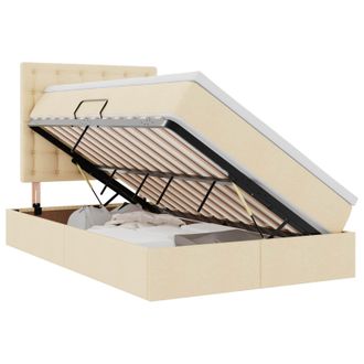 vidaXL Cama De Almacenamiento Led Con Colch&oacute;n Crema 120 X 190 Cm Tela Vidaxl