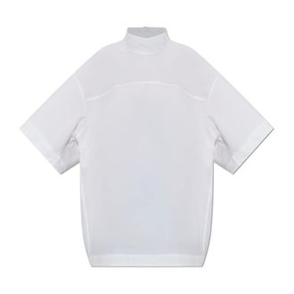 Ami Blouses, female, White, Size: 2XS Stand-up Collar Shirt